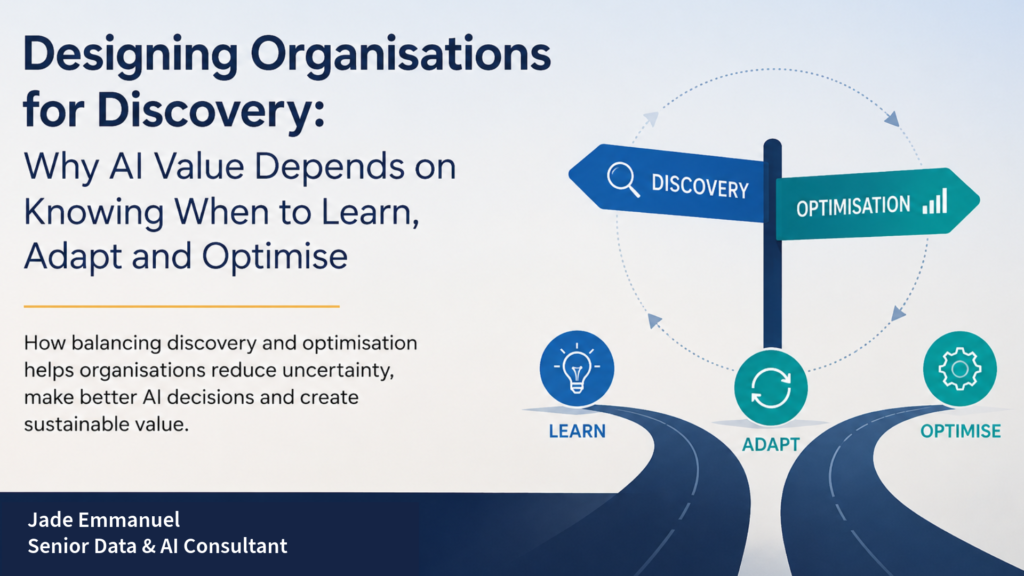 Designing Organisations for Discovery: Why AI Value Depends on Knowing When to Learn, Adapt and Optimise